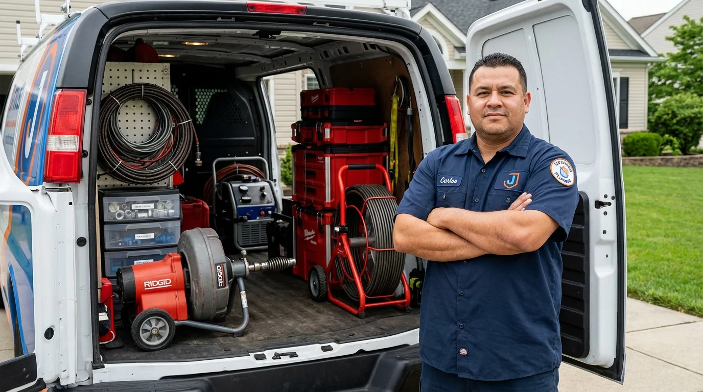 Professional drain cleaning equipment and Johns Plumbing LLC plumber in Abbottstown