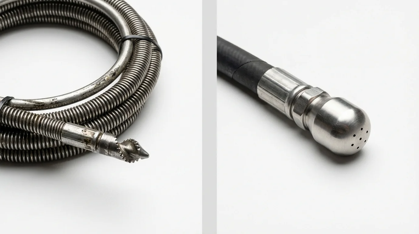 Drain snake cable and hydro jetting nozzle used for drain cleaning in Abbottstown, PA