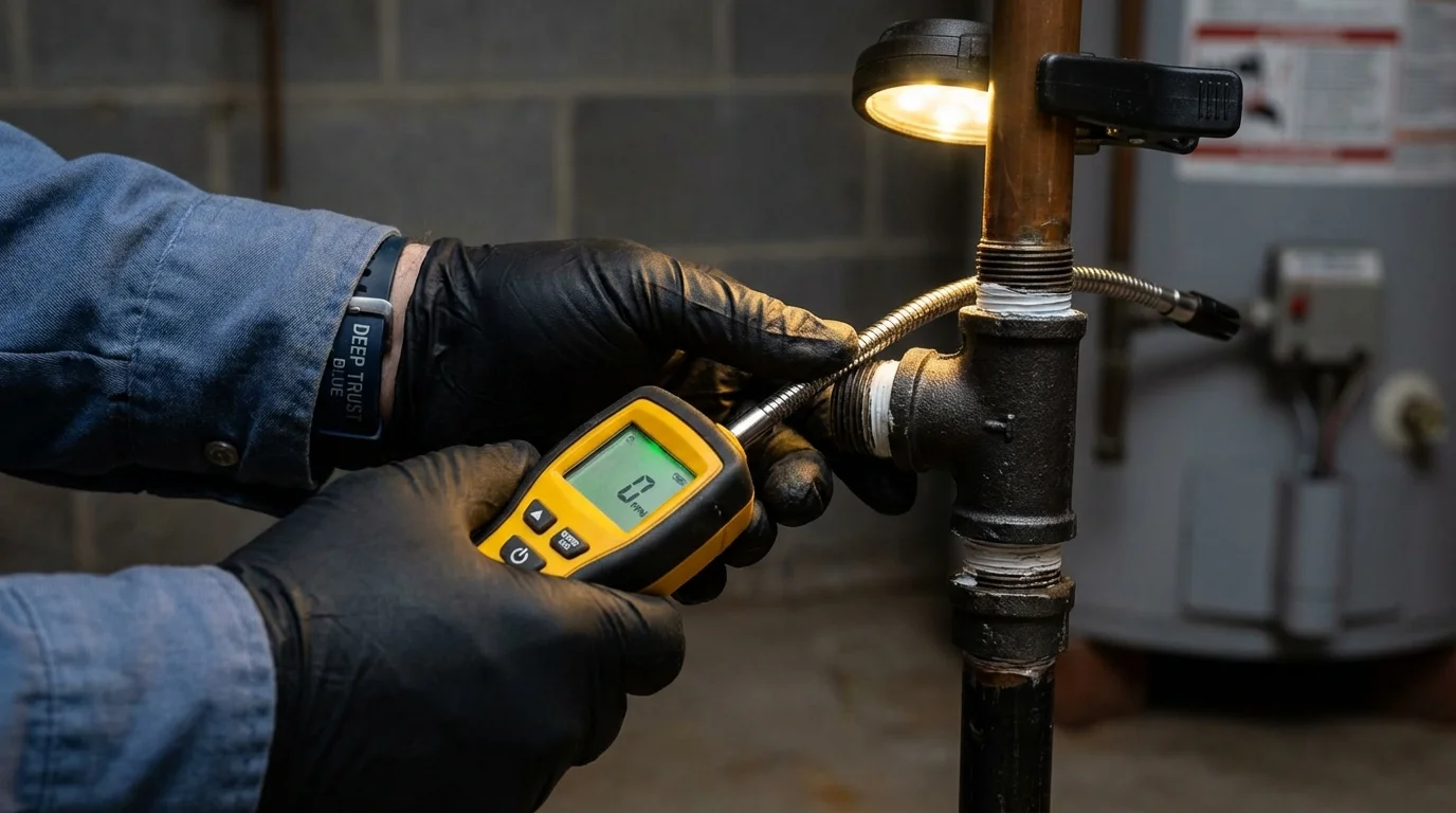 Gas leak detection with electronic sniffer by Johns Plumbing LLC in Abbottstown